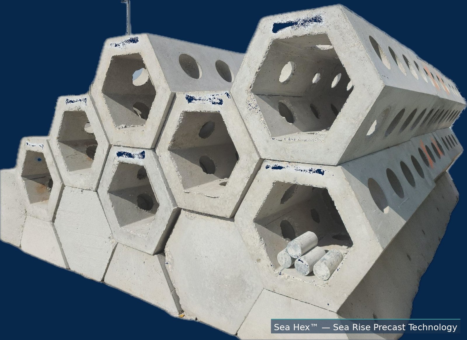 Sea Hex™ marine precast units — Sea Rise Precast Technology shoreline restoration